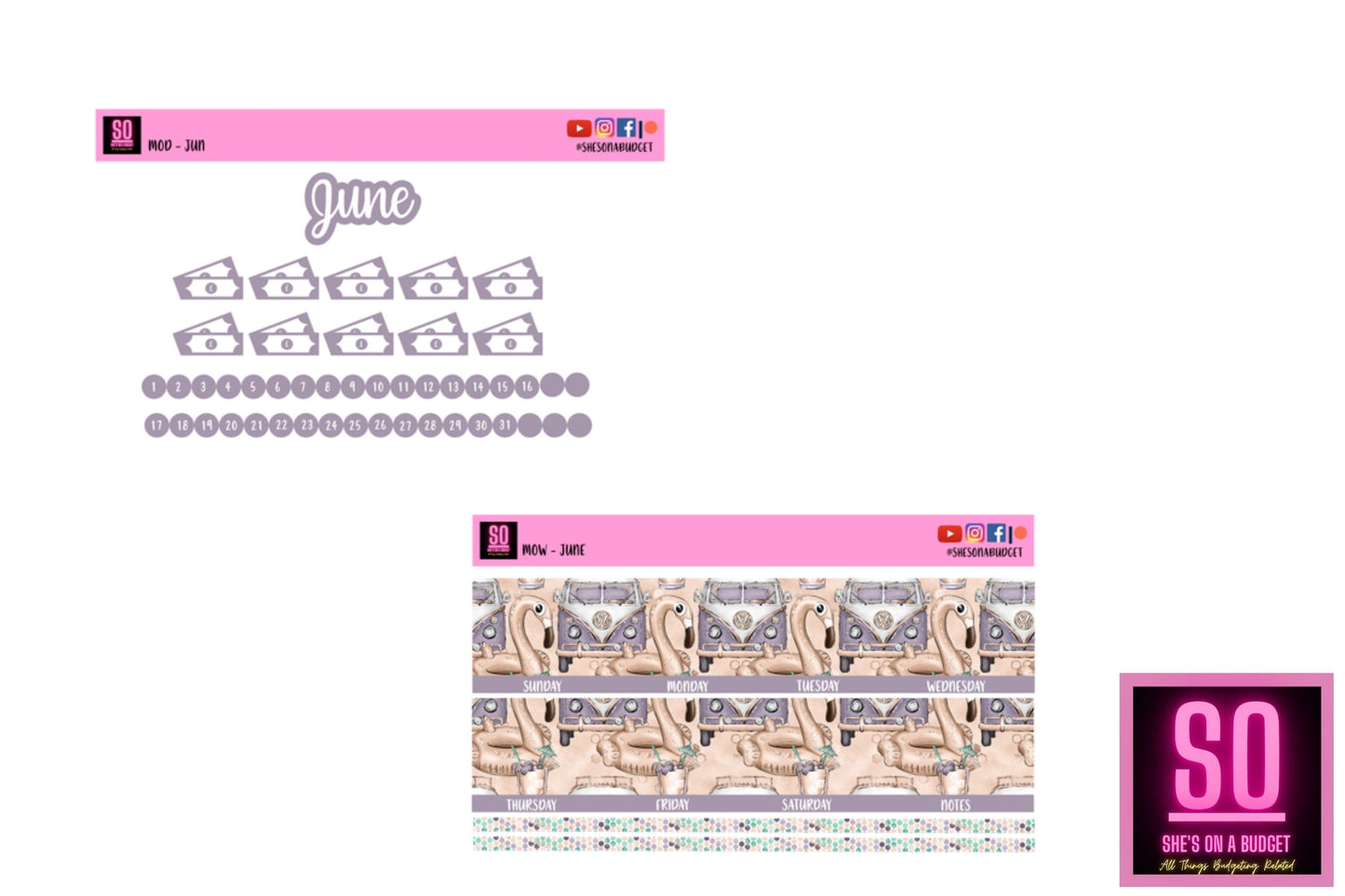 June Monthly Overview Sticker Kit