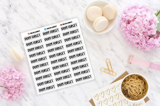 Don't Forget - Mini Script Stickers