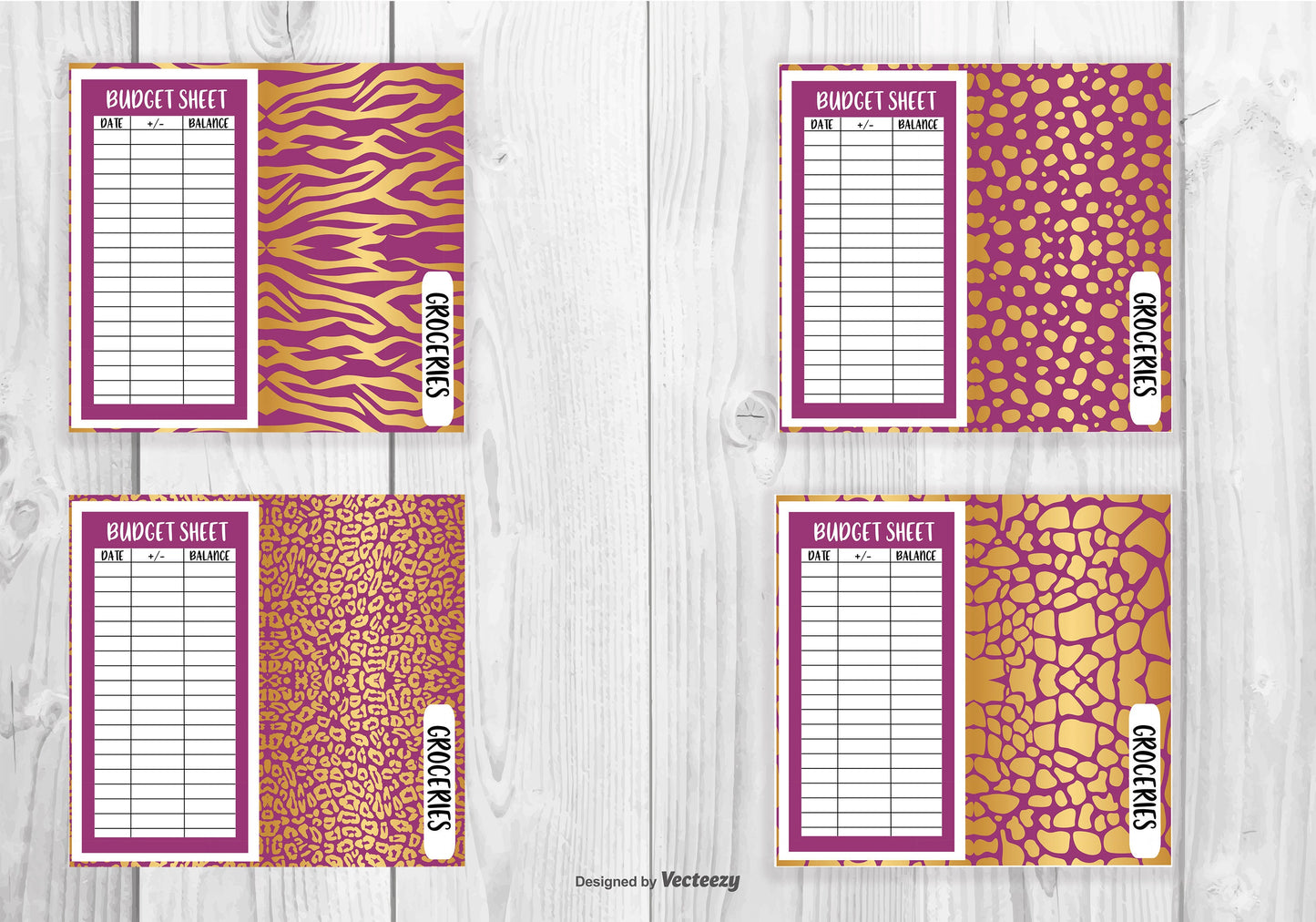 4 Cash Envelopes (Purple & Gold)