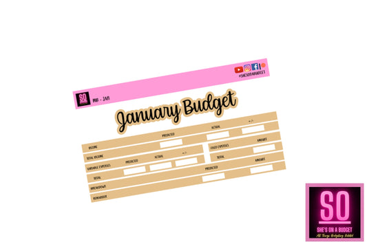 January 2022 Monthly Budget Kit